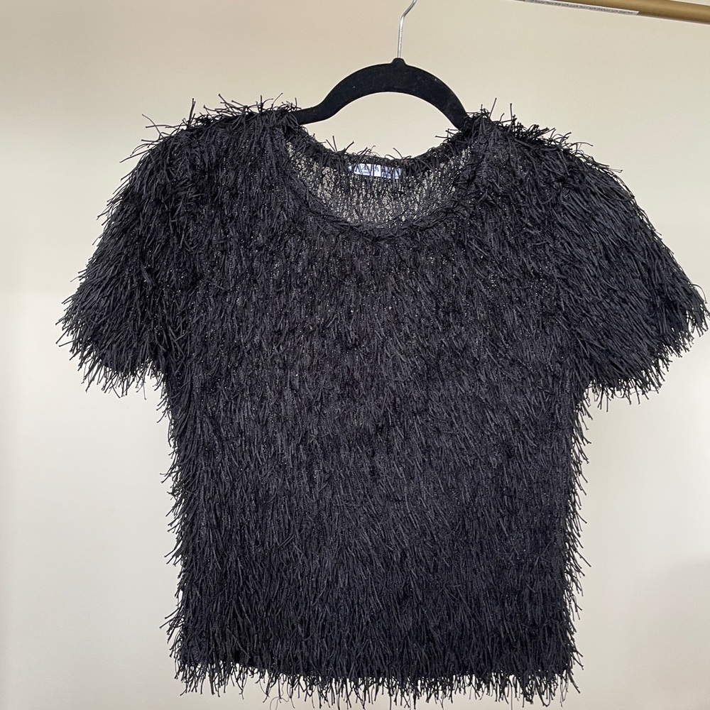 Zara Black Fringe Women's Top